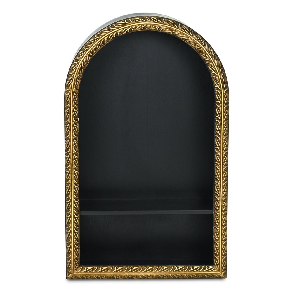 14" Black Wood Wall Mounted Accent Shelf