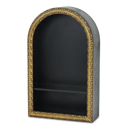 14" Black Wood Wall Mounted Accent Shelf