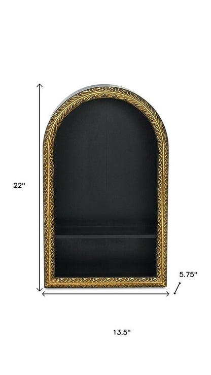 14" Black Wood Wall Mounted Accent Shelf