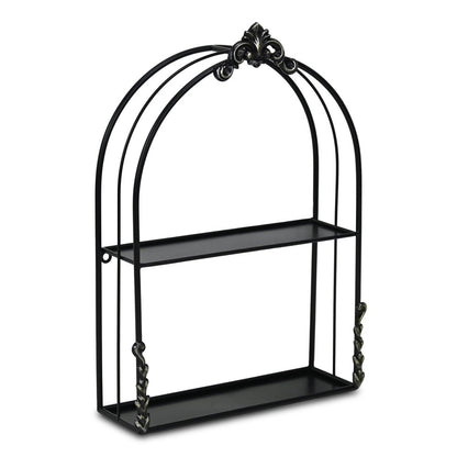 13" Black Metal Wall Mounted Accent Shelf