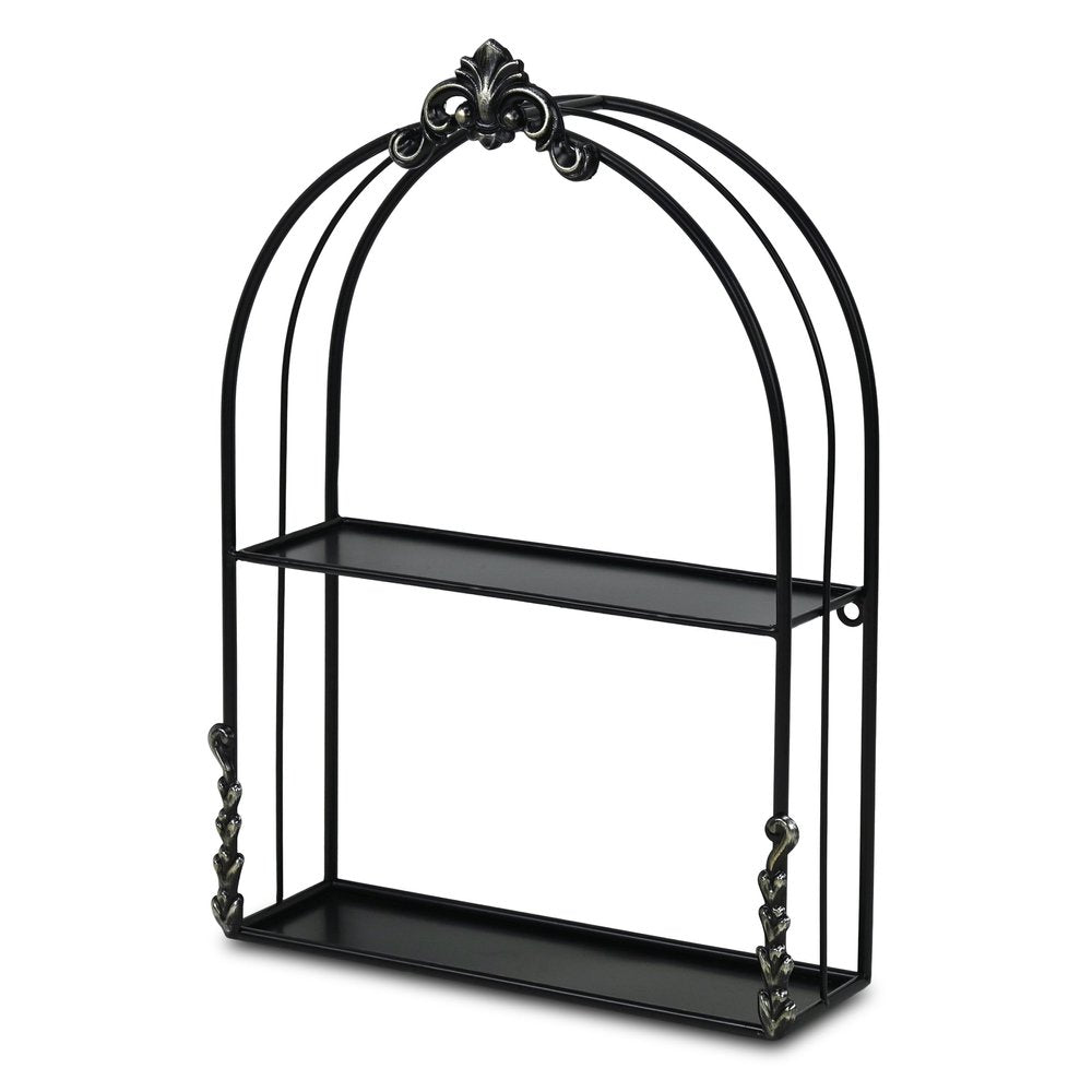 13" Black Metal Wall Mounted Accent Shelf