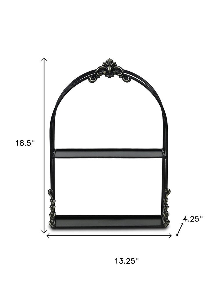 13" Black Metal Wall Mounted Accent Shelf