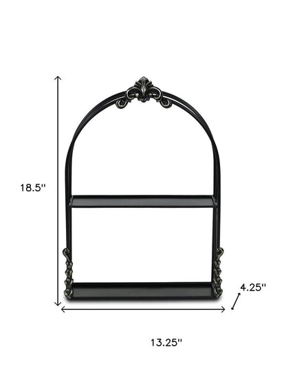 13" Black Metal Wall Mounted Accent Shelf