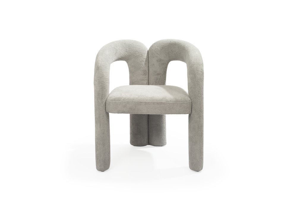 Dark Gray Boucle Partially Open Back Dining Arm Chair