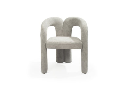 Dark Gray Boucle Partially Open Back Dining Arm Chair