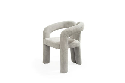 Dark Gray Boucle Partially Open Back Dining Arm Chair