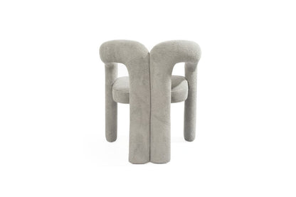 Dark Gray Boucle Partially Open Back Dining Arm Chair