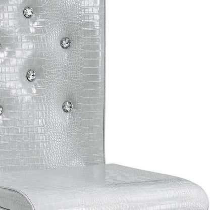 Set of Two Gray and Silver Faux Leather Dining Side Chairs