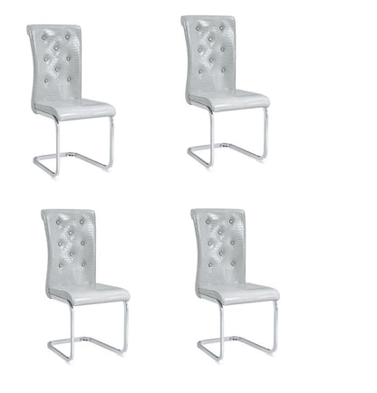 Set of Two Gray and Silver Faux Leather Dining Side Chairs