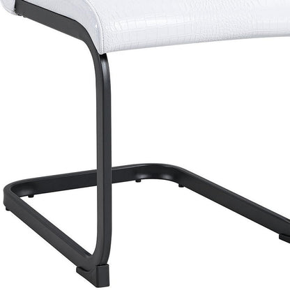 Set of Two White and Black Faux Leather Dining Side Chairs