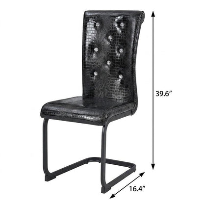 Set of Two Black Faux Leather Dining Side Chairs