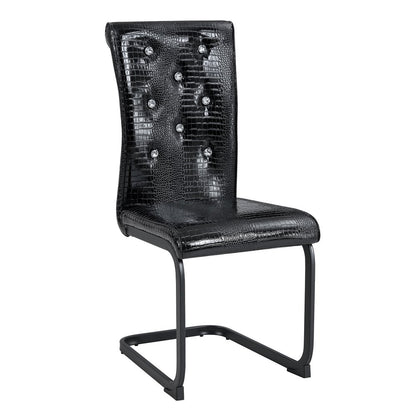 Set of Two Black Faux Leather Dining Side Chairs