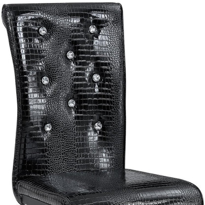 Set of Two Black Faux Leather Dining Side Chairs