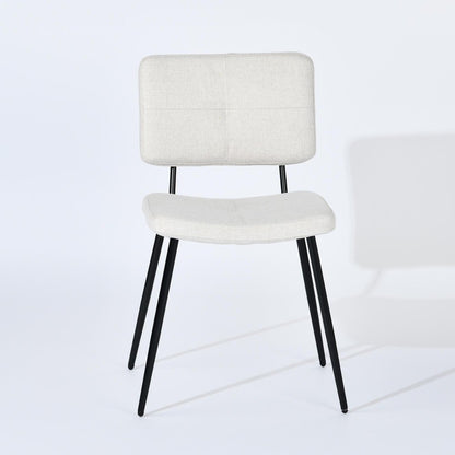 Set of Four Beige and Black Fabric and Steel Dining Side Chairs