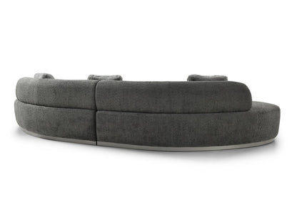 150" Dark Gray Boucle Curved Sofa With Toss Pillows