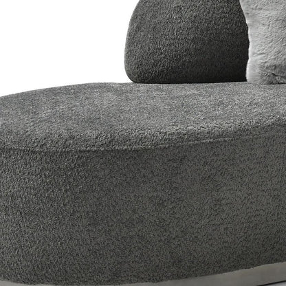 150" Dark Gray Boucle Curved Sofa With Toss Pillows