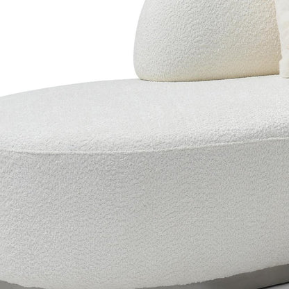 150" White Cotton Blend Curved Sofa With Toss Pillows