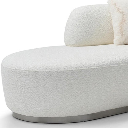 150" White Cotton Blend Curved Sofa With Toss Pillows