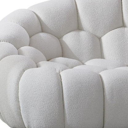 105" White Boucle Curved Sofa
