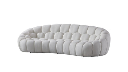 105" White Boucle Curved Sofa