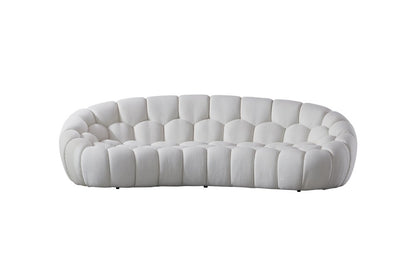 105" White Boucle Curved Sofa