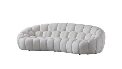 105" White Boucle Curved Sofa