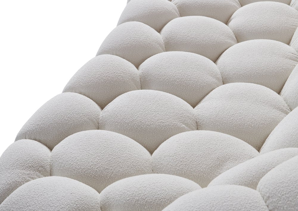 105" White Boucle Curved Sofa