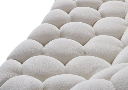 105" White Boucle Curved Sofa