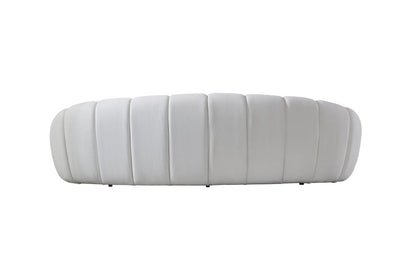 105" White Boucle Curved Sofa