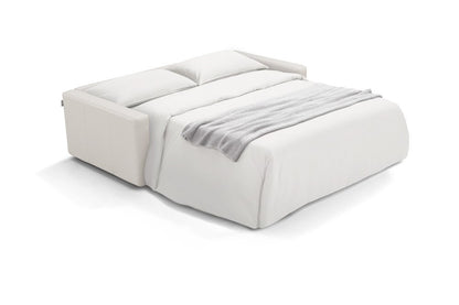 81" White Leather Sleeper Sofa
