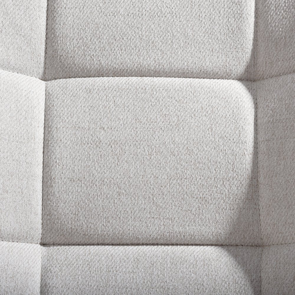 23" Beige and Natural Tufted Chenille and Solid Wood Wingback Chair