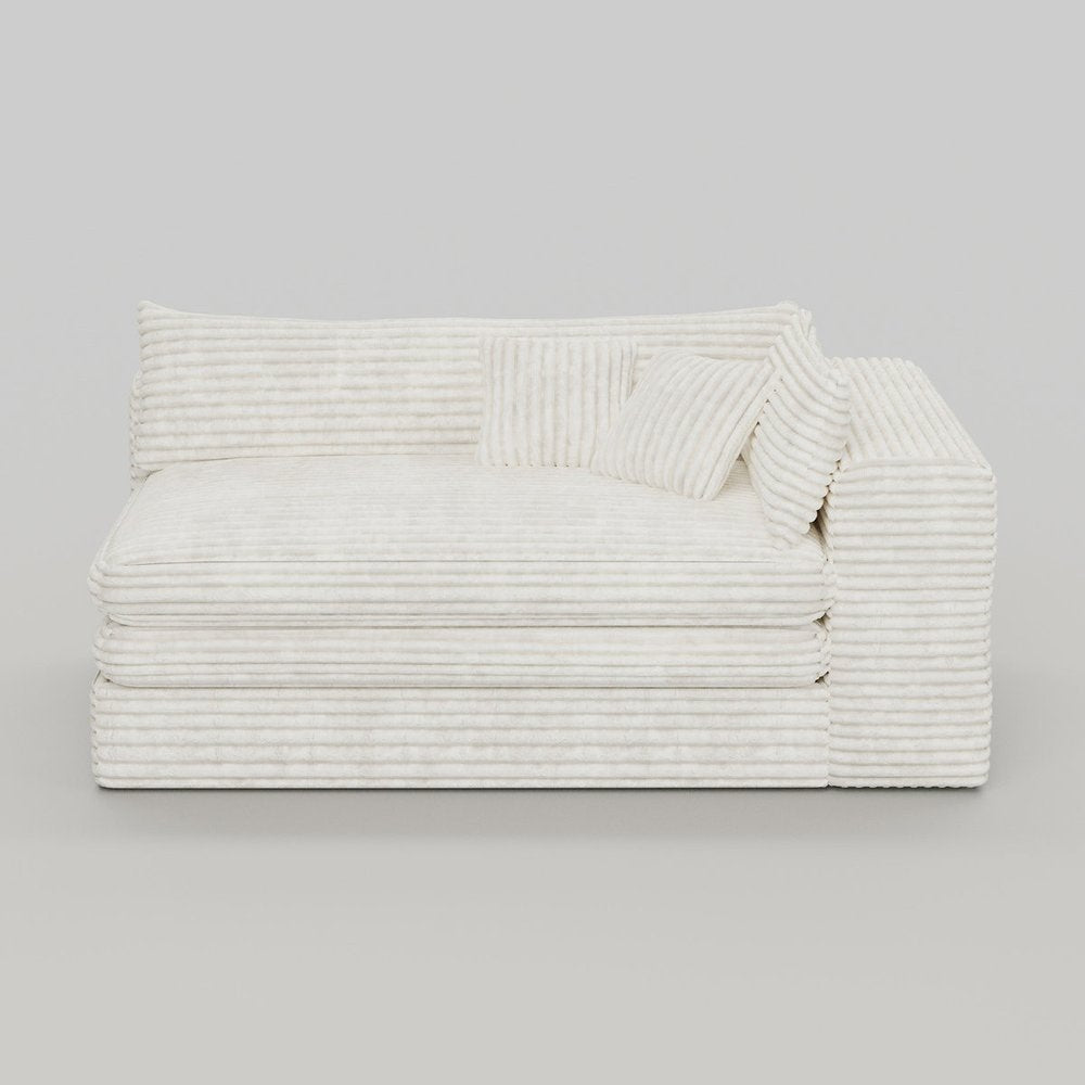 81" White Corduroy Lounge Chair