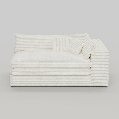81" White Corduroy Lounge Chair