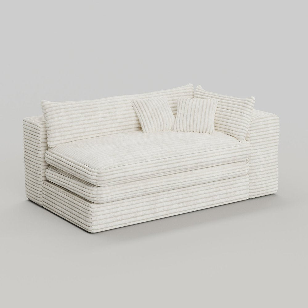 81" White Corduroy Lounge Chair