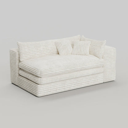 81" White Corduroy Lounge Chair