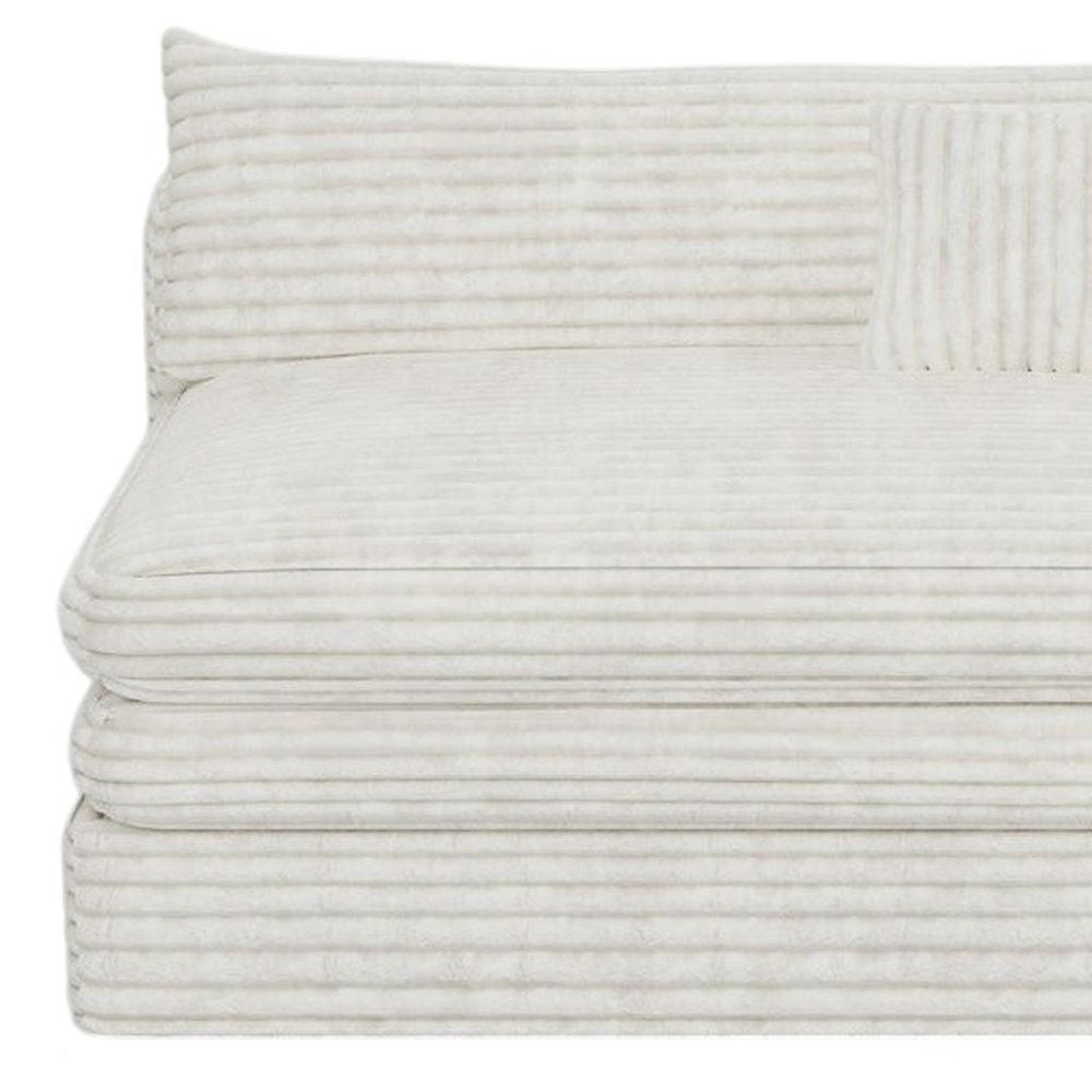 81" White Corduroy Lounge Chair