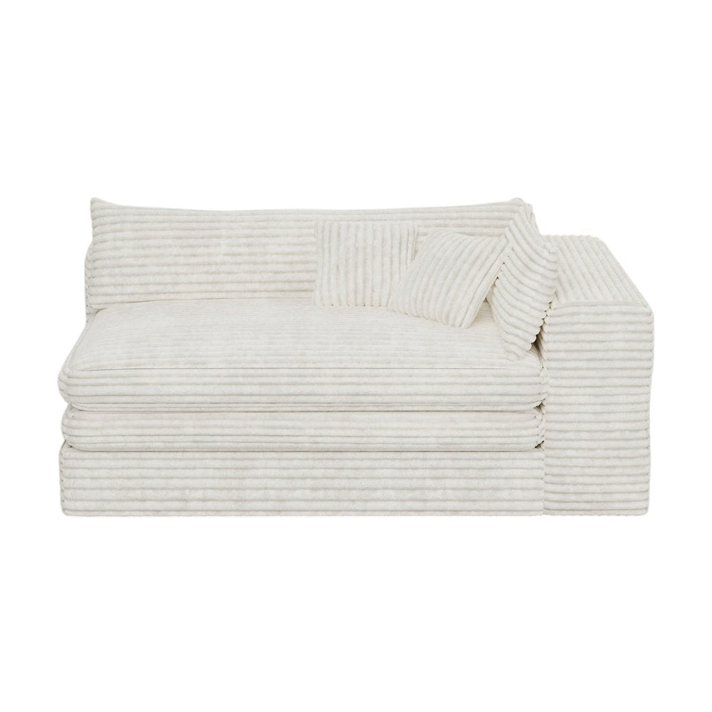 81" White Corduroy Lounge Chair