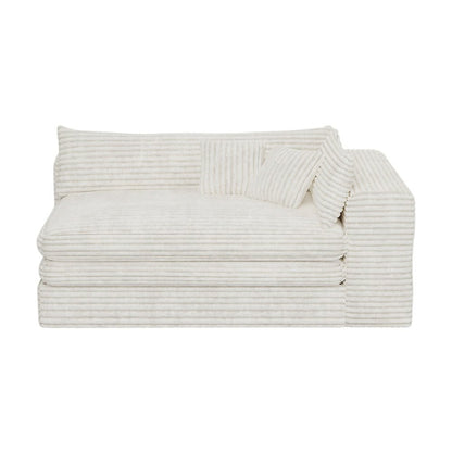 81" White Corduroy Lounge Chair