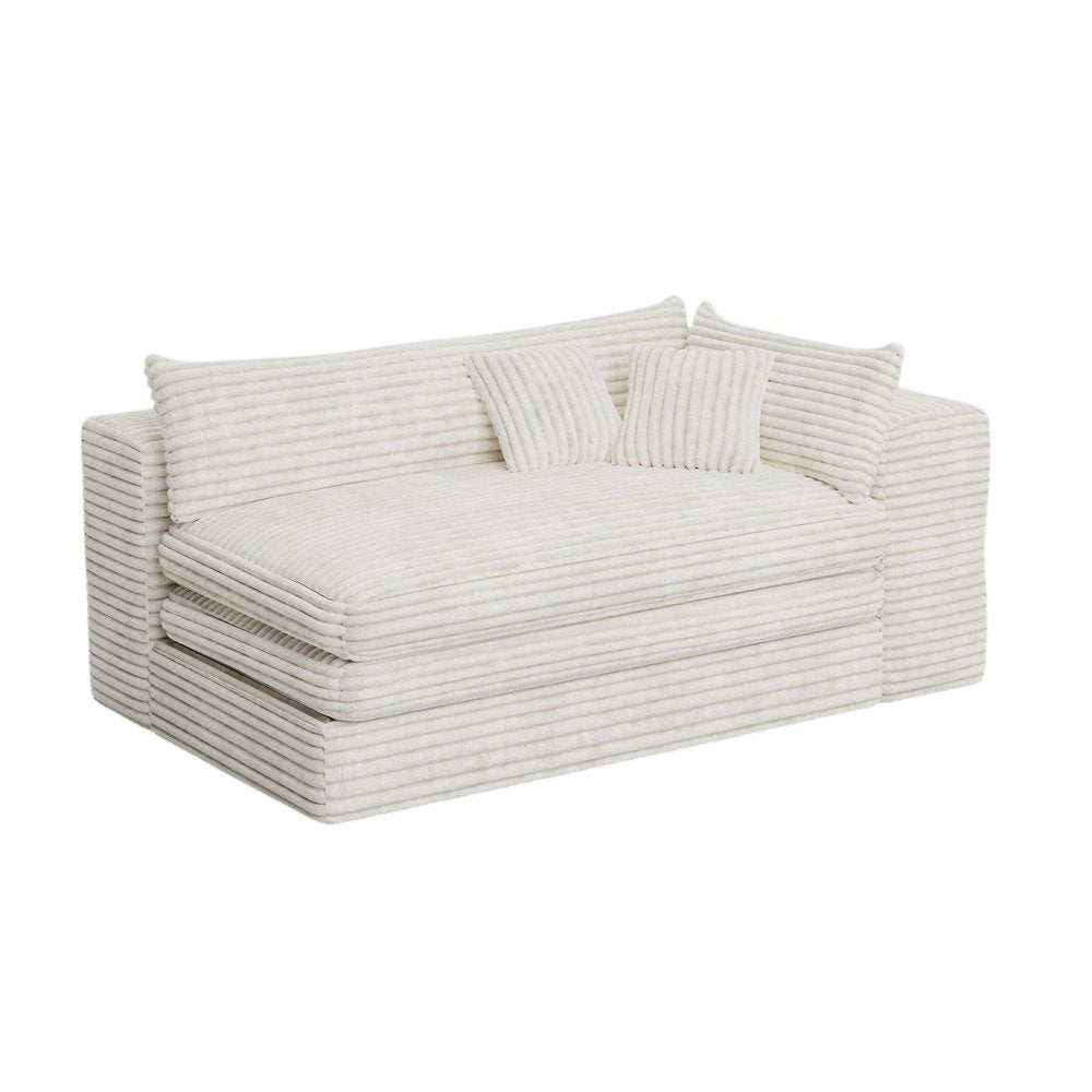 81" White Corduroy Lounge Chair