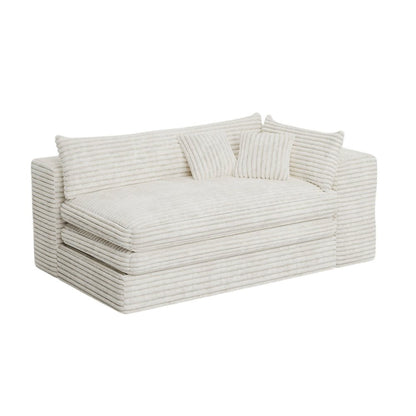 81" White Corduroy Lounge Chair