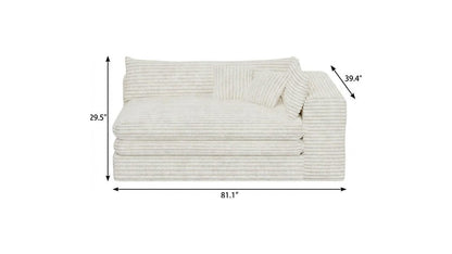 81" White Corduroy Lounge Chair