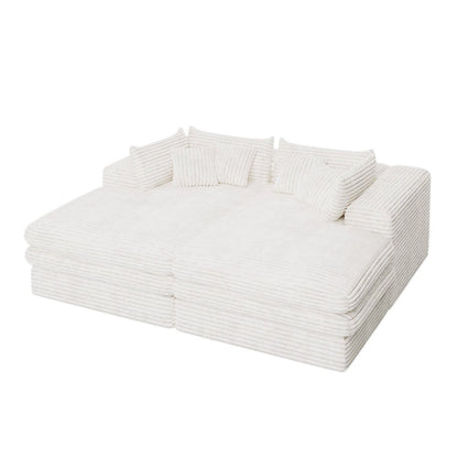 79" White Corduroy Sleeper Sofa