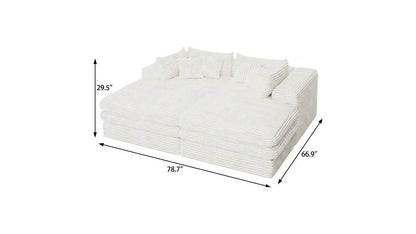 79" White Corduroy Sleeper Sofa