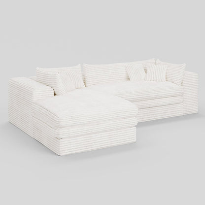 121" White Corduroy Sofa