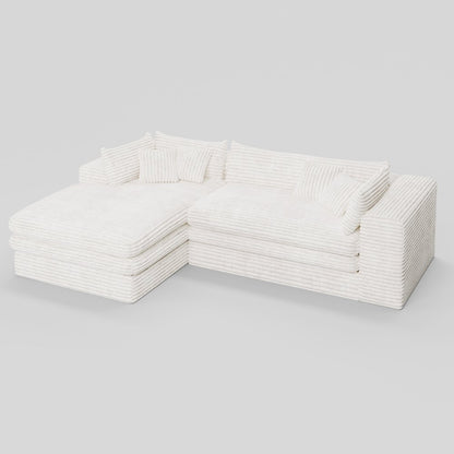121" White Corduroy Sofa