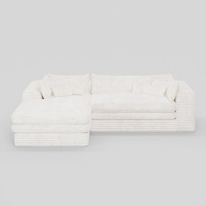 121" White Corduroy Sofa
