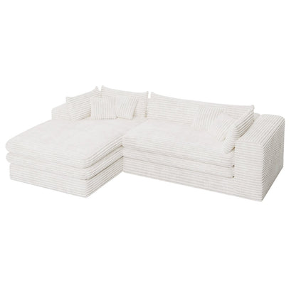 121" White Corduroy Sofa