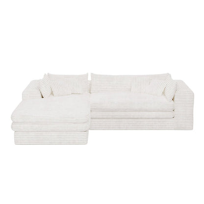 121" White Corduroy Sofa