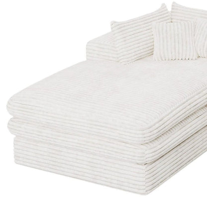 121" White Corduroy Sofa