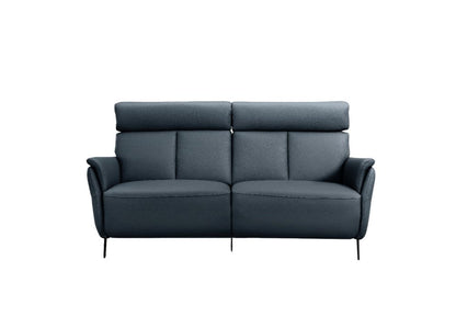 73" Blue Leather Reclining USB Sofa